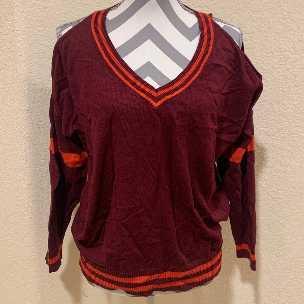 Maroon & orange off the shoulder sweater size medium forever 21